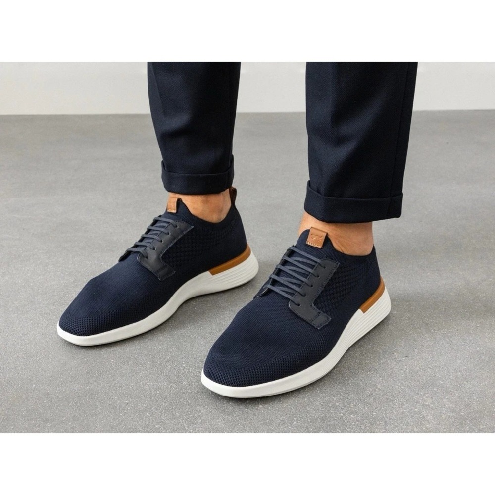 Wolf & Shepherd Swiftknit Derby Sneaker Men's 12 Navy/White Running Casual Shoes
